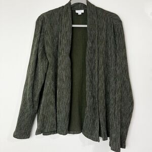 J. Jill PureJill Green Crinkle Slub Cotton Open Cardigan Sweater Women’s L